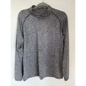 TSLA Shirt Mens M Gray Quarter Zip Pullover Long Sleeve Moisture Wicking